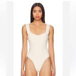 High End Sophie Rue - Elegant Cream Bodysuit - Large